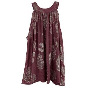 Anthropologie Feather Bone Mauve Gold Metallic Floral Halter Top Blouse XS Glam